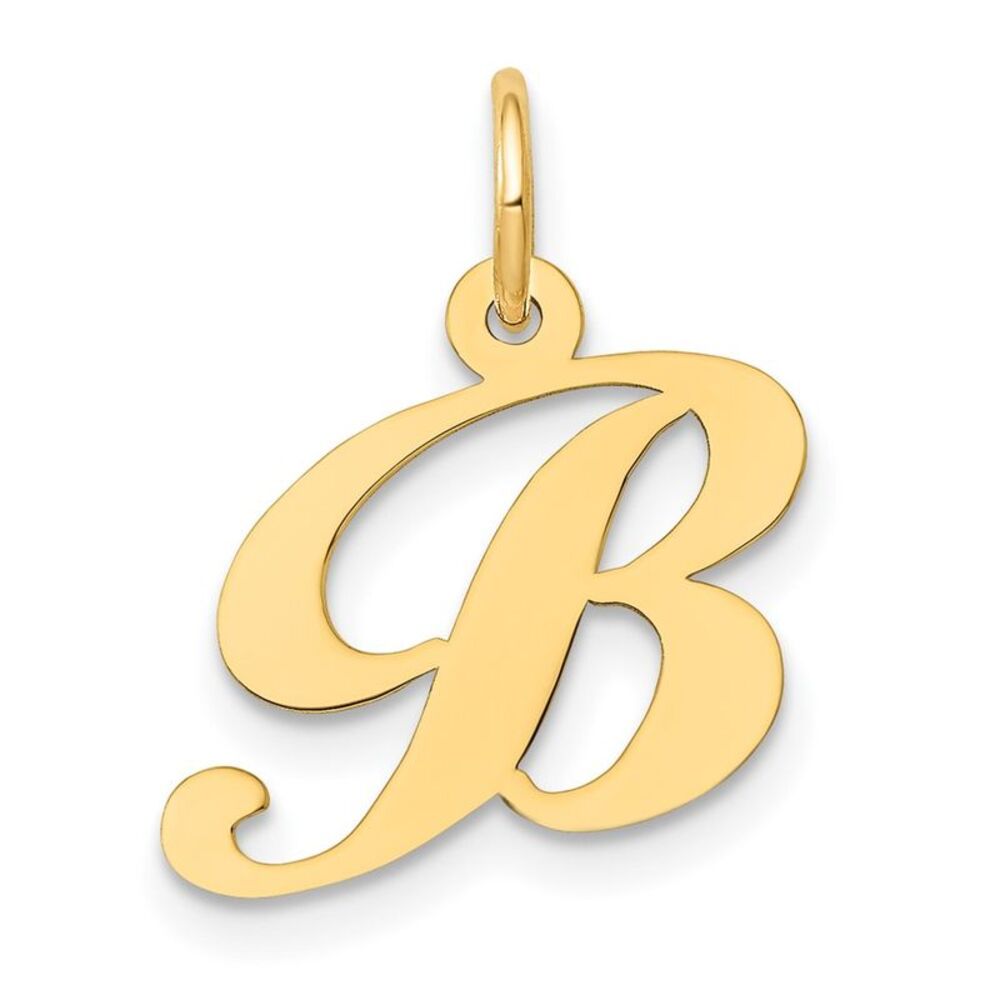 10k Yellow Gold Small Fancy Script Initial B Charm - image 1